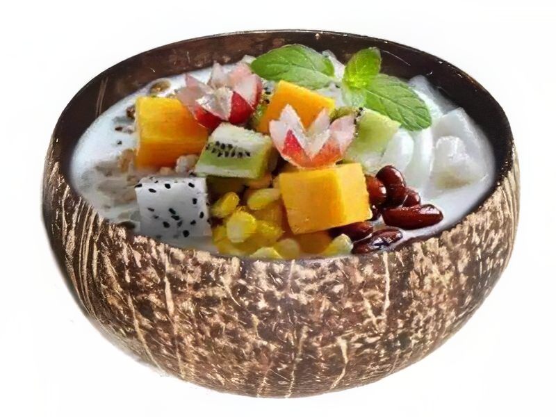 冷たいココナッツ朝食皿